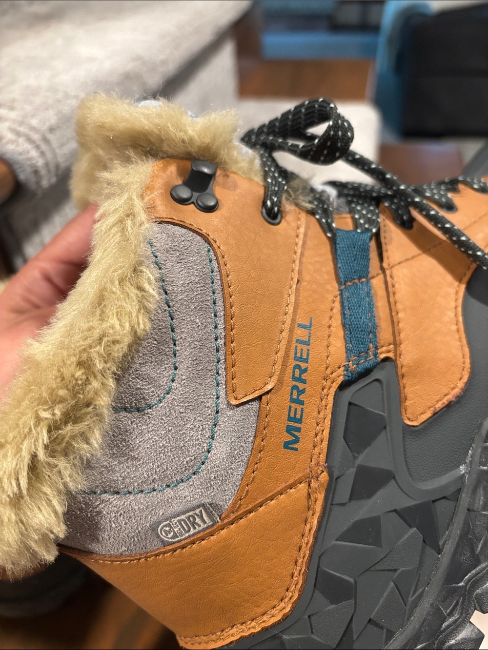 Merrell Brown and Gray Winter Hiking Boots size 9.5 - Picture 6 of 7